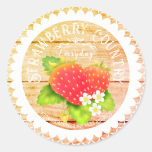 Strawberry Doilies Pine Classic Round Sticker