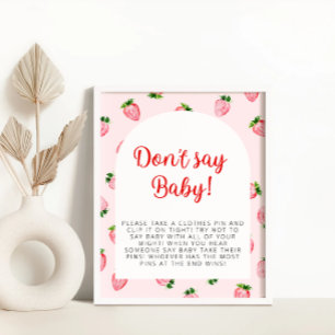 Strawberry Don't Say Baby Baby Shower Poster