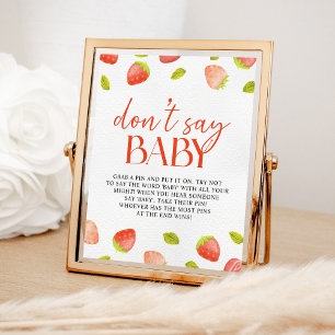 Strawberry Don't Say Baby Game Berry Sweet Shower Poster