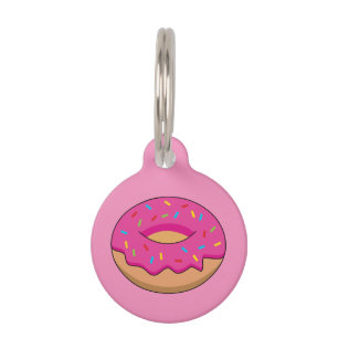 Strawberry Donut with Sprinkles Cartoon   Add Name Pet Tag
