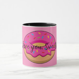 Strawberry Donut with Sprinkles Cartoon   Add Text Mug