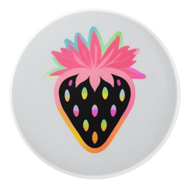 Strawberry Door Pull in Neon and Black (Front)
