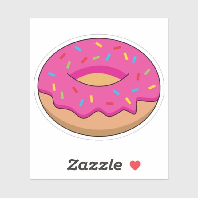 Strawberry Doughnut with Sprinkles Cartoon (Sheet)
