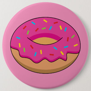 Strawberry Doughnut with Sprinkles Cartoon 6 Cm Round Badge