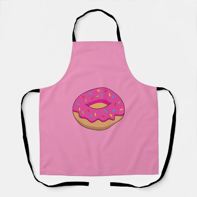 Strawberry Doughnut with Sprinkles Cartoon Apron (Front)