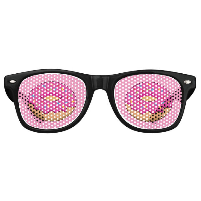 Strawberry Doughnut with Sprinkles Cartoon Retro Sunglasses (Front)