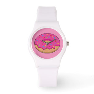 Strawberry Doughnut with Sprinkles Cartoon Watch