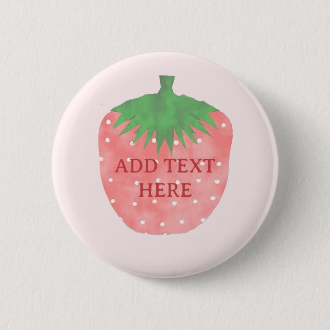 Strawberry Drawing Custom Text 6 Cm Round Badge (Front)