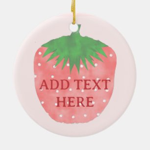 Strawberry Drawing Custom Text Ceramic Tree Decoration