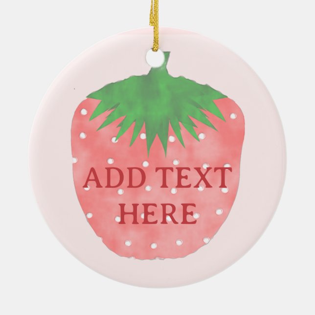 Strawberry Drawing Custom Text Ceramic Tree Decoration (Back)