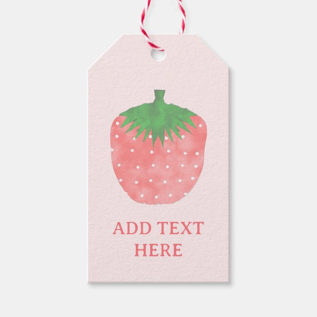 Strawberry Drawing Custom Text Gift Tags (Front)