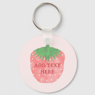 Strawberry Drawing Custom Text Key Ring