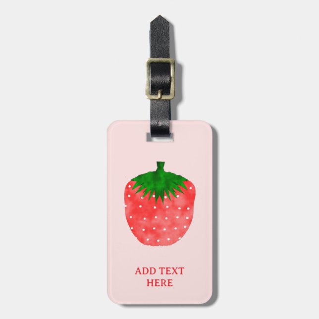 Strawberry Drawing Custom Text Luggage Tag (Front Vertical)