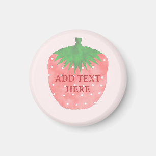 Strawberry Drawing Custom Text Magnet
