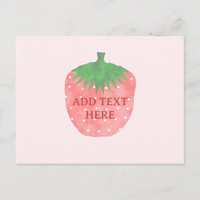 Strawberry Drawing Custom Text Postcard (Front)
