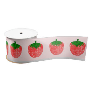 Strawberry Drawing Satin Ribbon