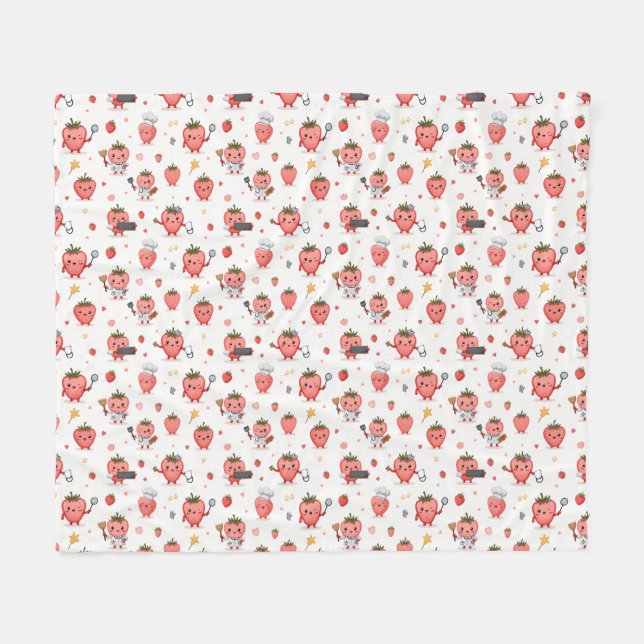 Strawberry Dream Fleece Blanket (Front (Horizontal))