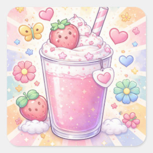 Strawberry Dreams Milkshake Square Sticker