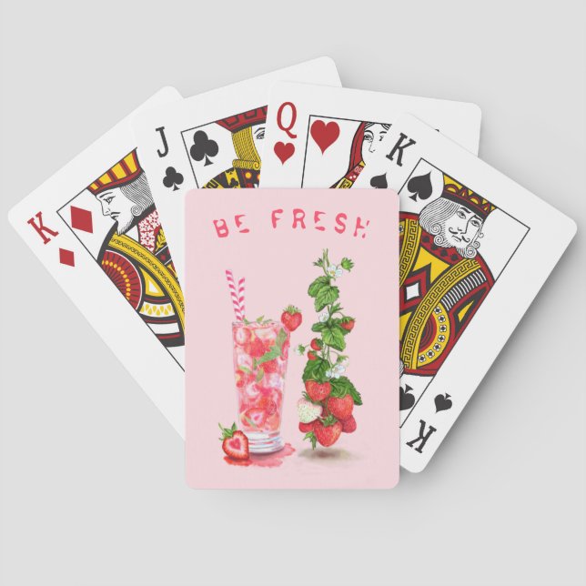 Strawberry Drink Playing Cards - Custom Text (Back)