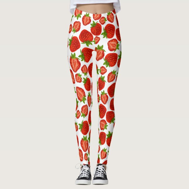 Strawberry Elegant Red Berry Leggings Yoga Pants (Front)