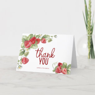 Strawberry   Elegant Script Thank You Card