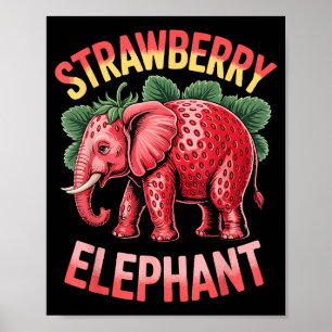 Strawberry Elephant Cute Meme Kids Italian Brainro Poster