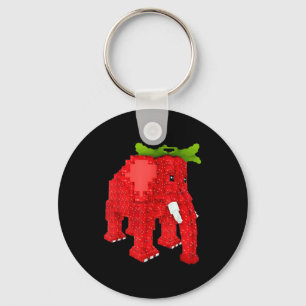 Strawberry Elephant  Key Ring