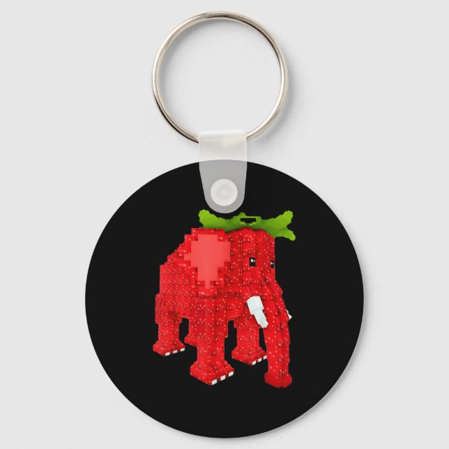 Strawberry Elephant  Key Ring (Front)