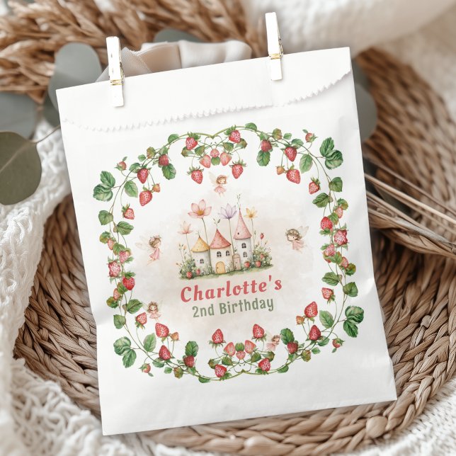 Strawberry enchanted fairy garden birthday  favour bags (Creator Uploaded)