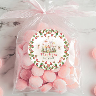 Strawberry enchanted fairy garden Thank you Classic Round Sticker