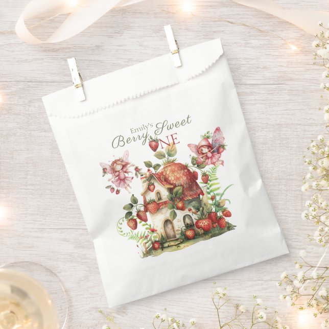 Strawberry Fairy Berry Sweet Girls First Birthday Favour Bags (Clipped)