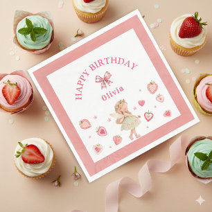 Strawberry Fairy Theme For Girl Birthday Party Napkin