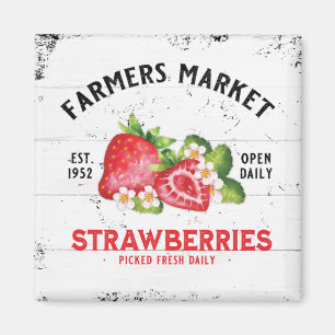 Strawberry Farm Farmhouse Strawberries Decor Magnet