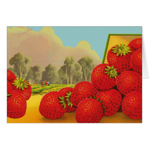 Strawberry Farm Vintage Fruit Crate Art Blank Card