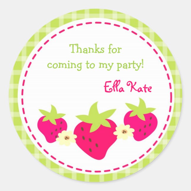 Strawberry Favour Stickers Envelope Seals (Front)