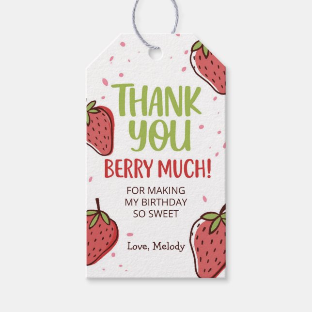 Strawberry Favour Tag •  Thank You Berry Much (Front)