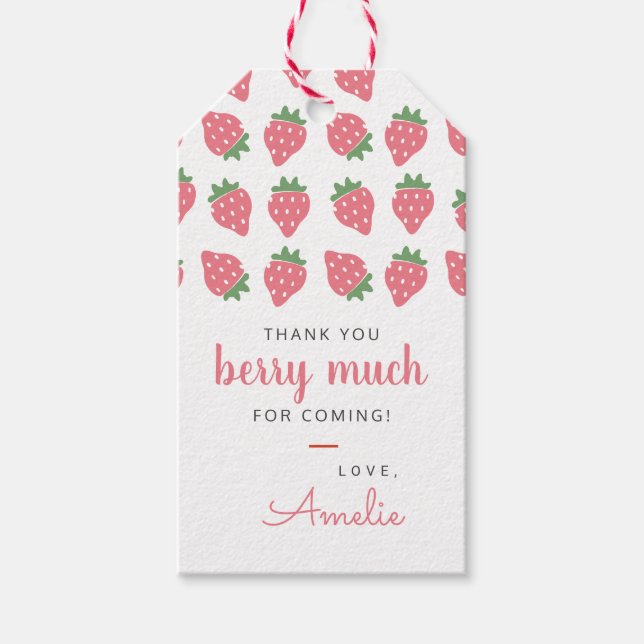 Strawberry Favour Tags Birthday Berry Much Sweet (Front)