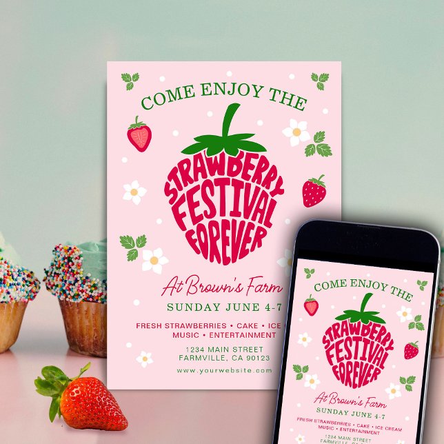 Strawberry Festival Forever Cute Customisable Invitation (Creator Uploaded)