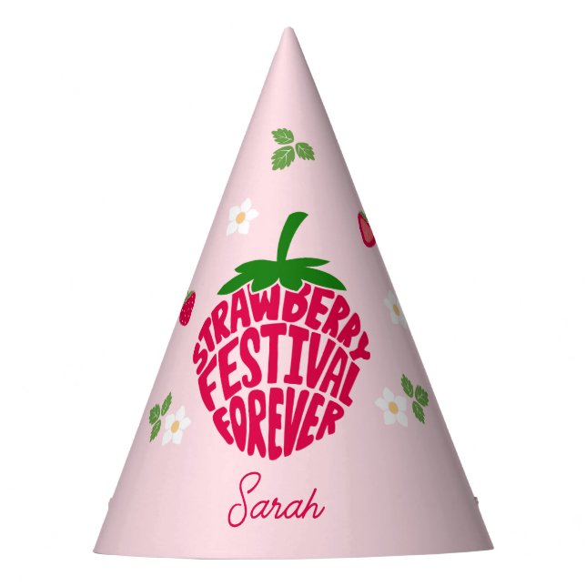 Strawberry Festival Forever Cute Customisable Party Hat (Front)