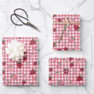Strawberry Field Pattern Wrapping Paper Sheet