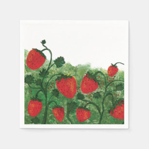Strawberry Field Watercolor Illustration Napkin