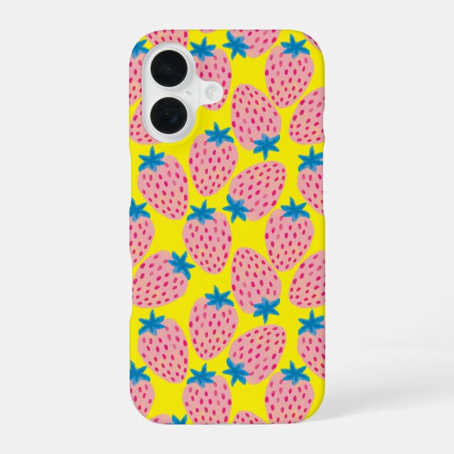 Strawberry Field Yellow iPhone 16 Case (Back)