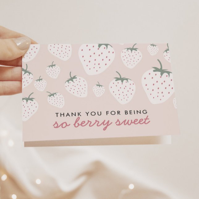Strawberry Fields Berry Sweet Pink Girl Thank You Card (Creator Uploaded)