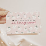Strawberry Fields Berry Sweet Pink Thank You Card<br><div class="desc">This incredibly adorable pastel pink 'berry sweet' folded thank you card is fully colour customisable and can be personalised to fit your summer baby shower or birthday event!</div>
