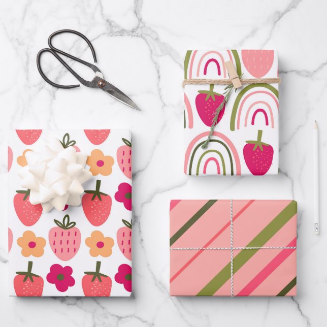 Strawberry Fields Delight 2 Wrapping Paper Sheet (Front)
