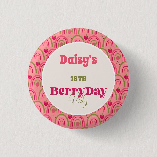 Strawberry Fields Delight Birthday 3 Cm Round Badge (Front)
