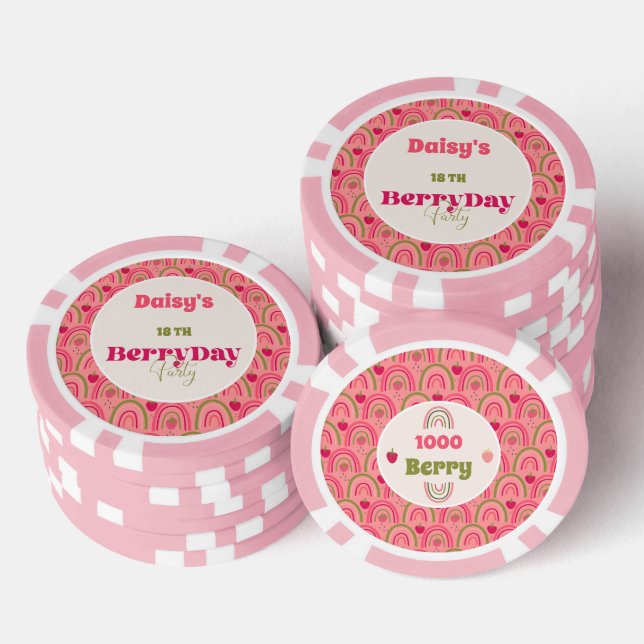 Strawberry Fields Delight Birthday Poker Chips (Stack)