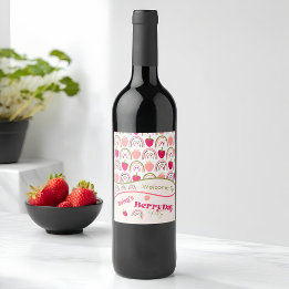 Strawberry Fields Delight Birthday Wine Label