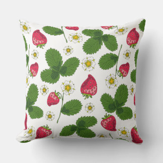 Strawberry Fields on White Cushion
