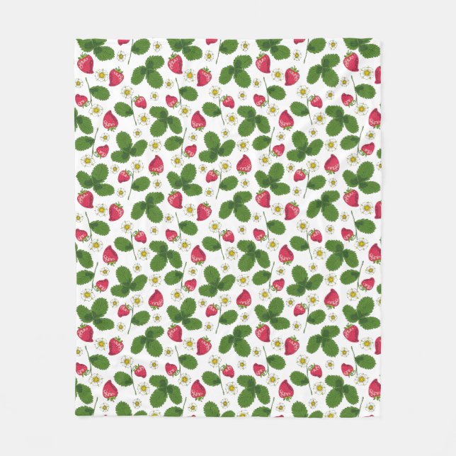 Strawberry Fields on White Fleece Blanket (Front)